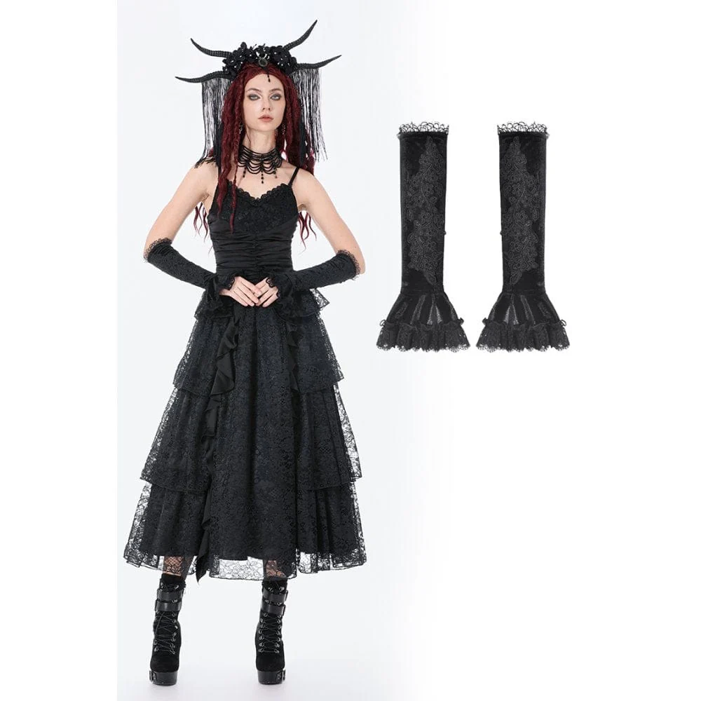 Women's Gothic Lace Embroidered Velvet Arm Sleeves