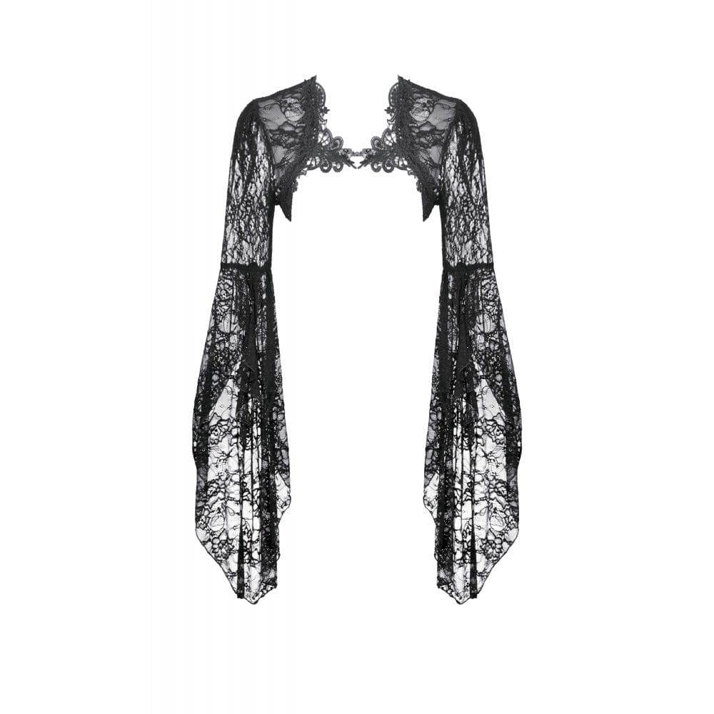 Women's Gothic Lace Flared Sleeved Cape - Image 8