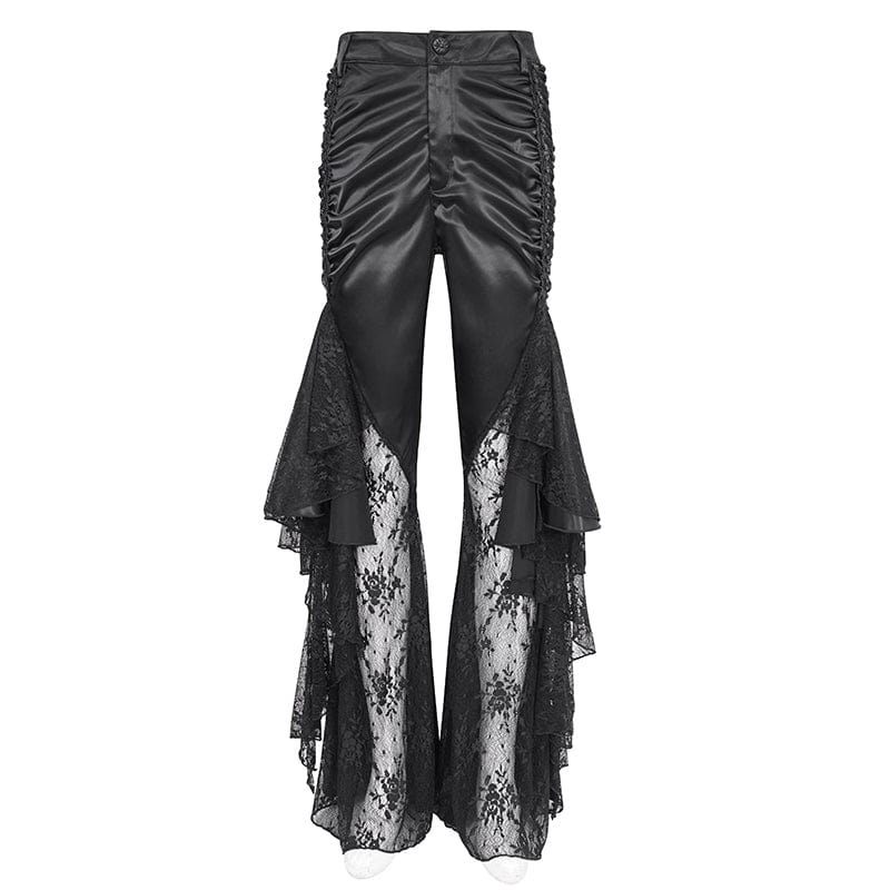 Women's Gothic Lace Floral Flared Pants - Image 7