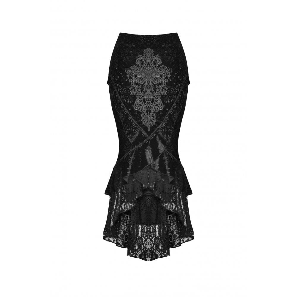 Women's Gothic Lace Hem Jacquard Dovetail Wrap Skirt - Image 8