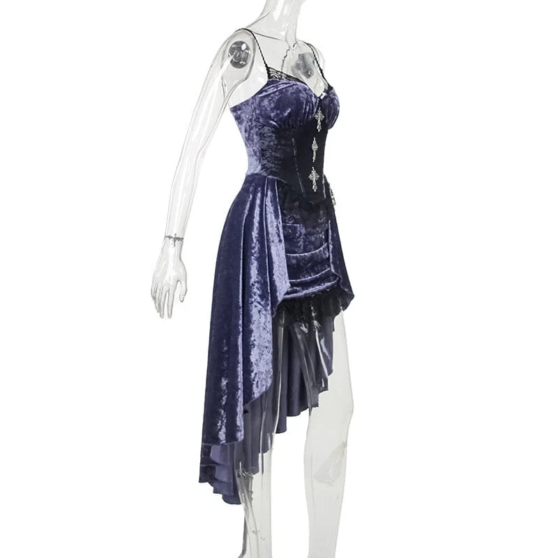 Women's Gothic Lace Irregular Hem Dress - Image 8
