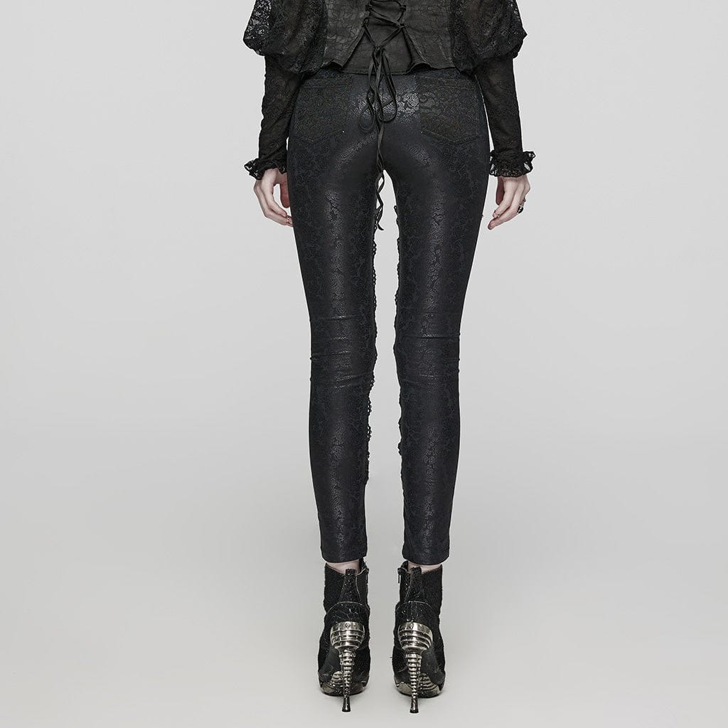 Women's Gothic Lace Lace-Up Leggings - Image 3