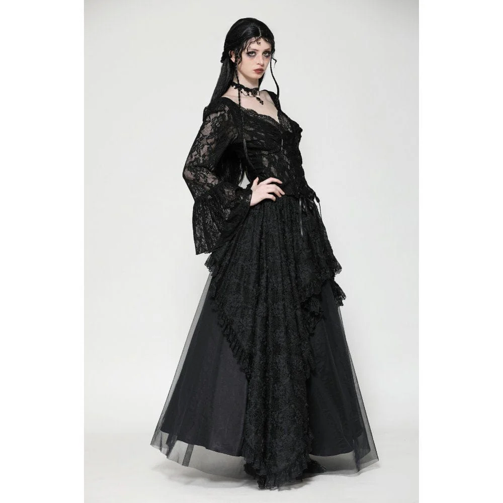 Women's Gothic Lace Lace-up Long Sleeved Shirt - Image 9