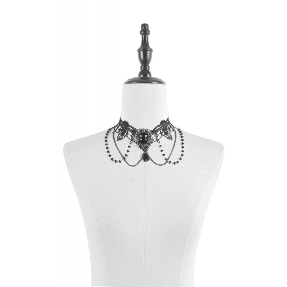Women's Gothic Lace Layered Chained Choker - Image 6