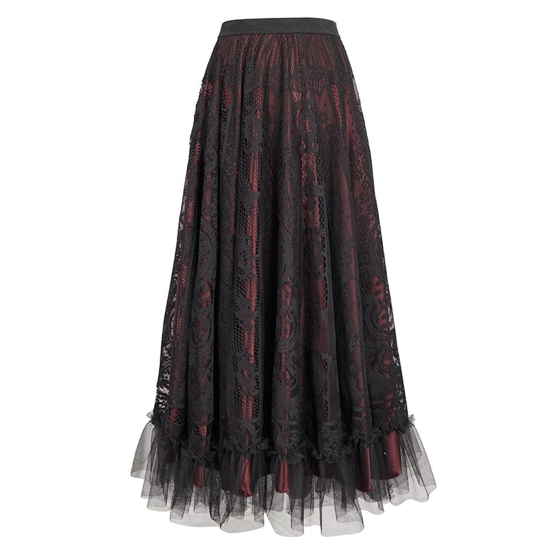 Women's Gothic Lace Layered Draped Skirt - Image 5