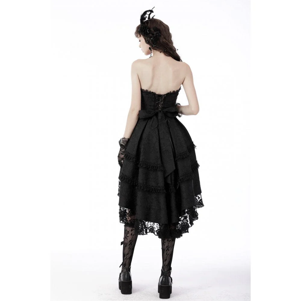 Women's Gothic Lace Multilayer High/Low Slip Dress Wedding Dress Graduation Dress - Image 5
