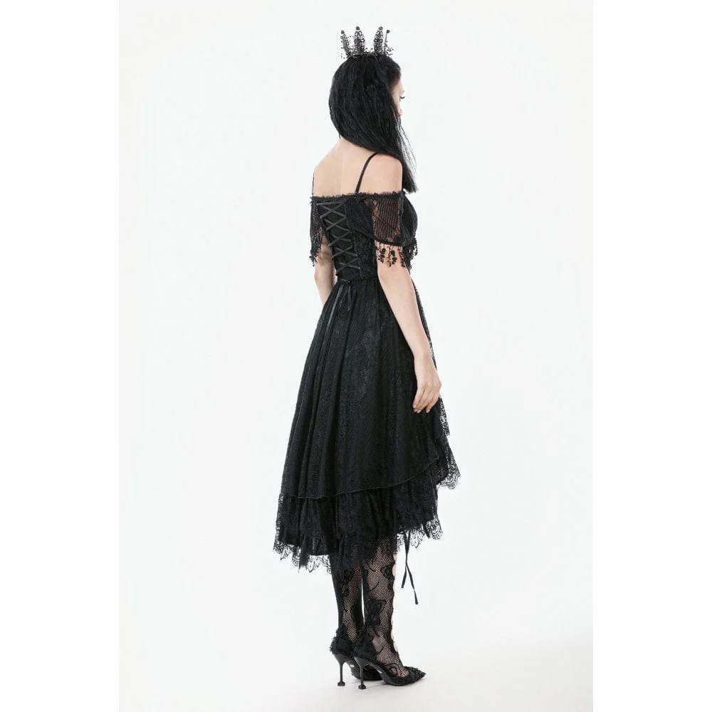Women's Gothic Lace Off-Shoulder Tassels Dress Wedding Dress - Image 8