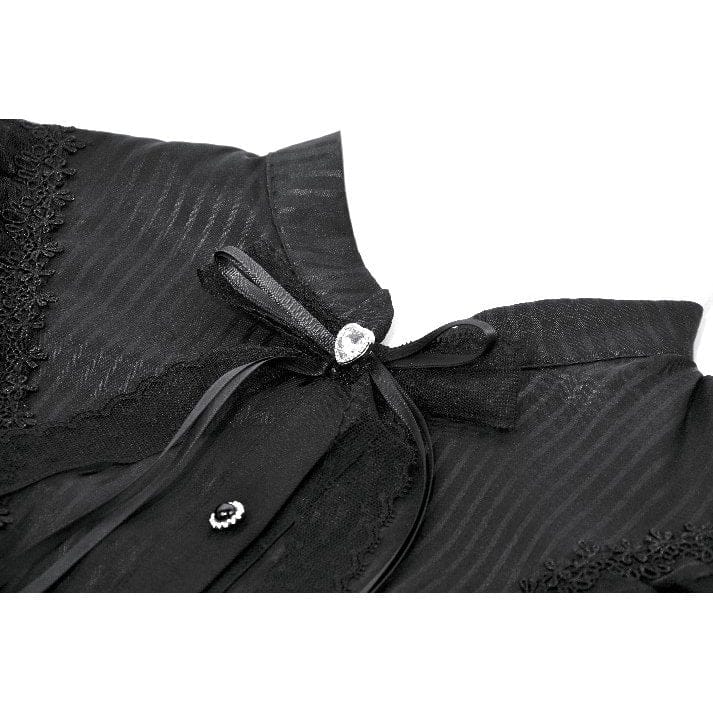 Women's Gothic Lace Pleated Bow-Trim Dress - Image 11