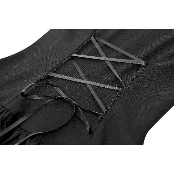 Women's Gothic Lace Pleated Bow-Trim Dress - Image 13