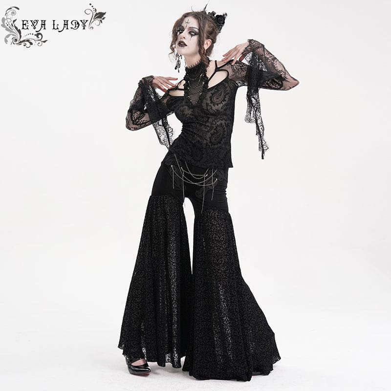 Women's Gothic Lace Ripped Long Sleeved Shirt - Image 6