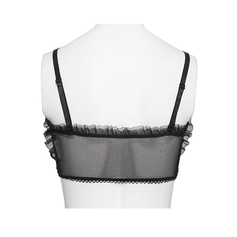 Women's Gothic Lace Ruffled Ruched Bustier Black - Image 8