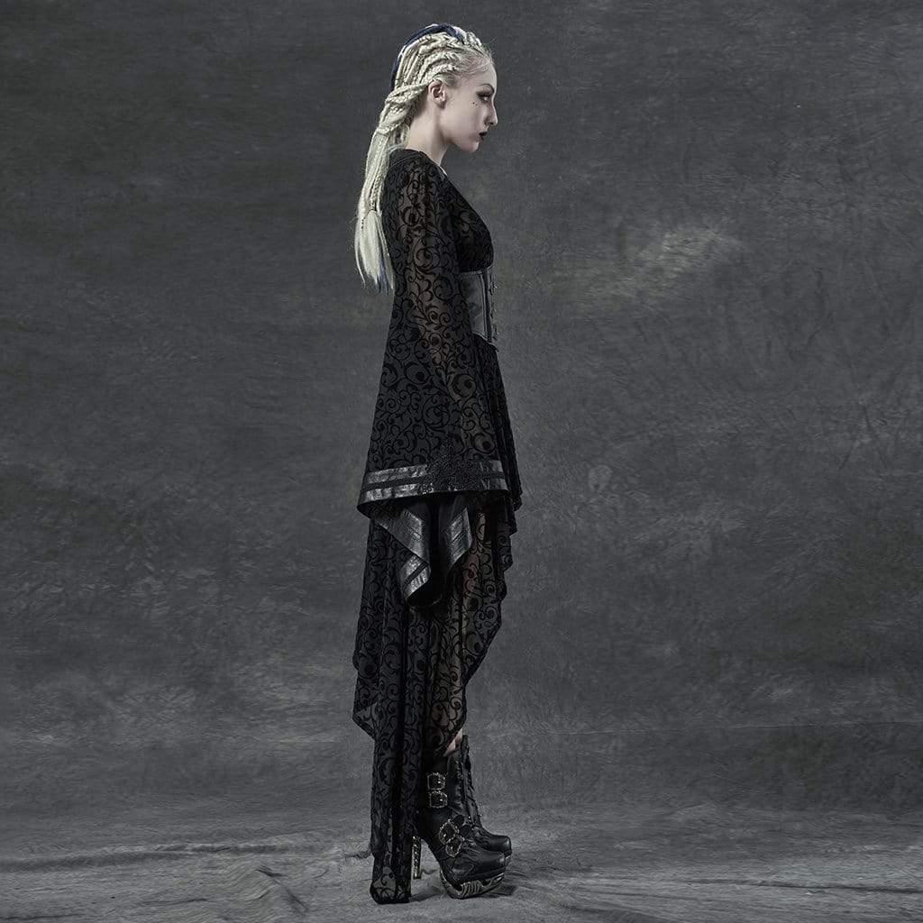 Women's Gothic Lace Sheer Irregular Dresses With Girdle - Image 3