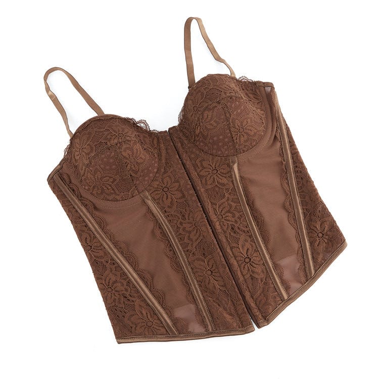 Women's Gothic Lace Sheer Overbust Corset - Image 11