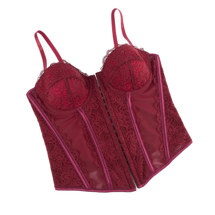 Women's Gothic Lace Sheer Overbust Corset - Image 12