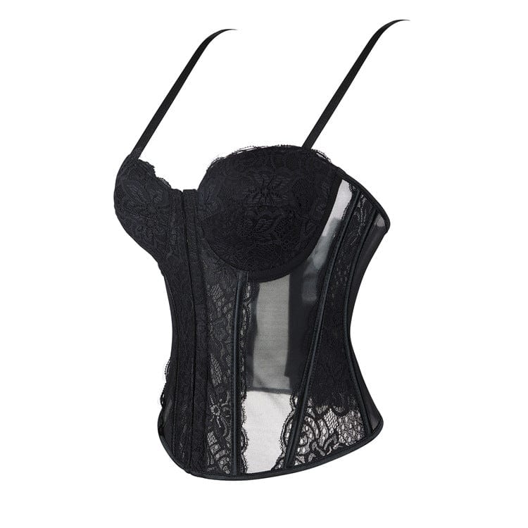 Women's Gothic Lace Sheer Overbust Corset - Image 4