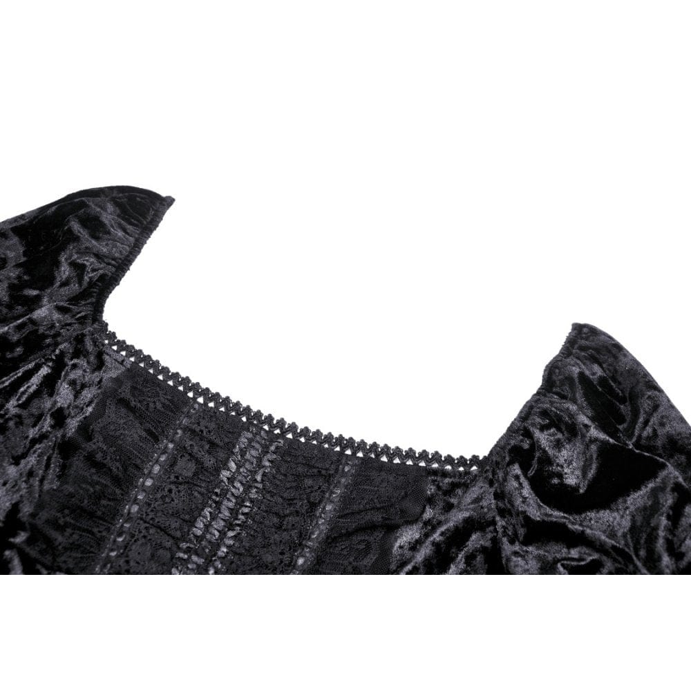 Women's Gothic Lace Sleeved Velvet Dress - Image 11