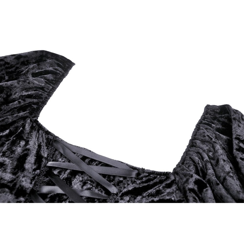 Women's Gothic Lace Sleeved Velvet Dress - Image 12