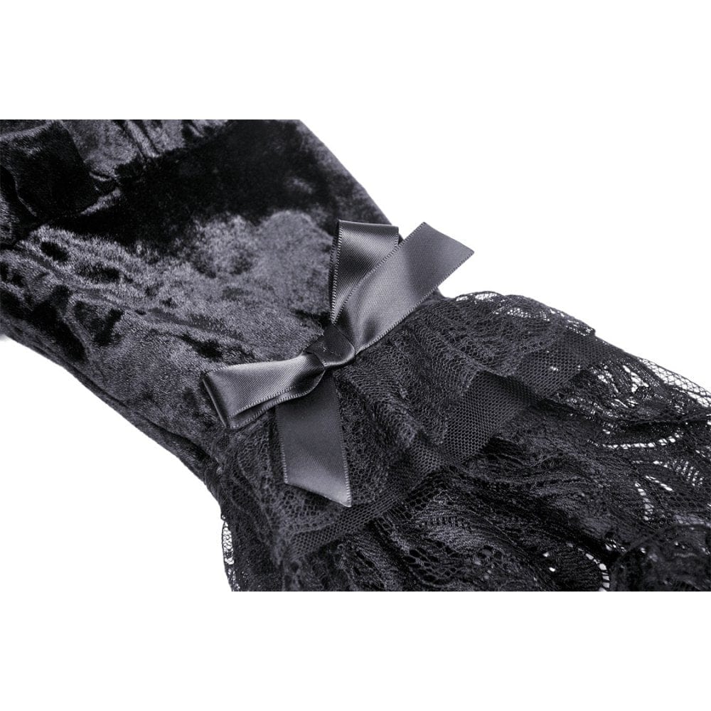 Women's Gothic Lace Sleeved Velvet Dress - Image 16