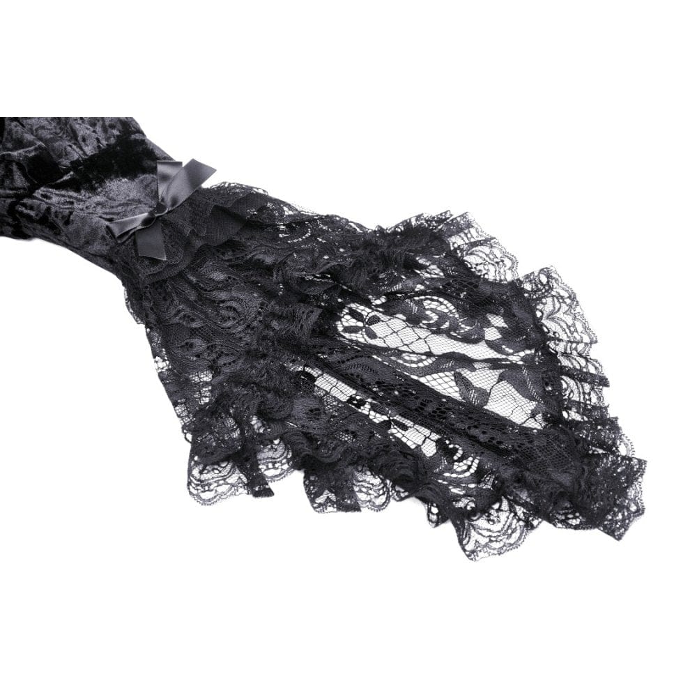 Women's Gothic Lace Sleeved Velvet Dress - Image 17
