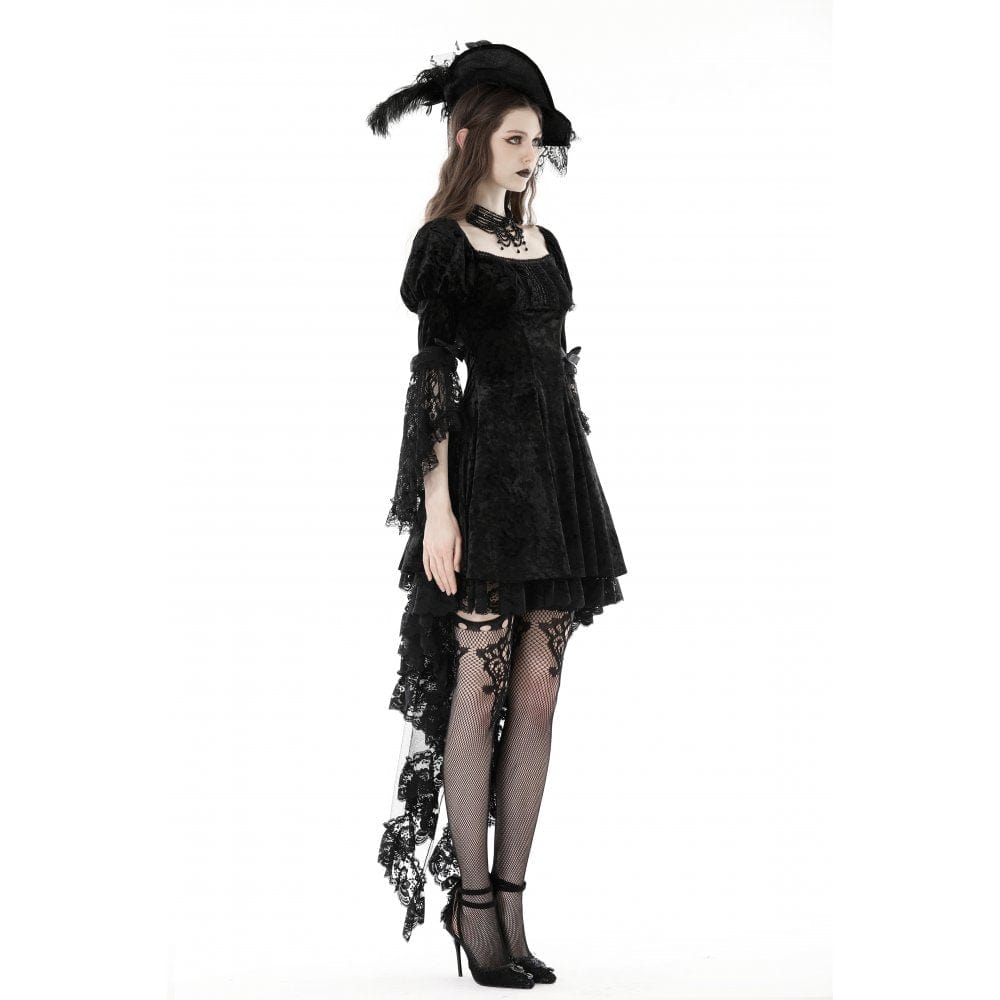 Women's Gothic Lace Sleeved Velvet Dress - Image 7