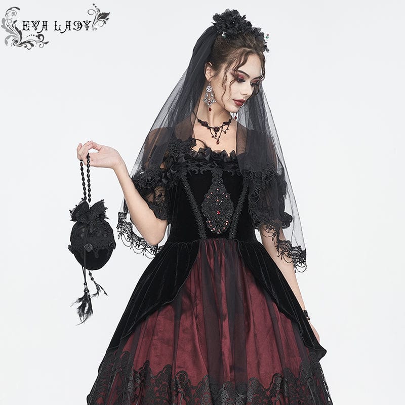 Women's Gothic Lace Splice Beaded Mini Bag - Image 4