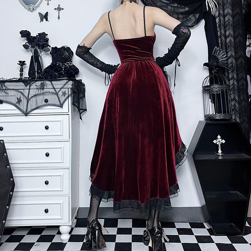 Women's Gothic Lace Splice High/low Layered Slip Dress Graduation Dress - Image 5