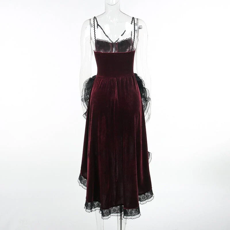 Women's Gothic Lace Splice High/low Layered Slip Dress Graduation Dress - Image 9