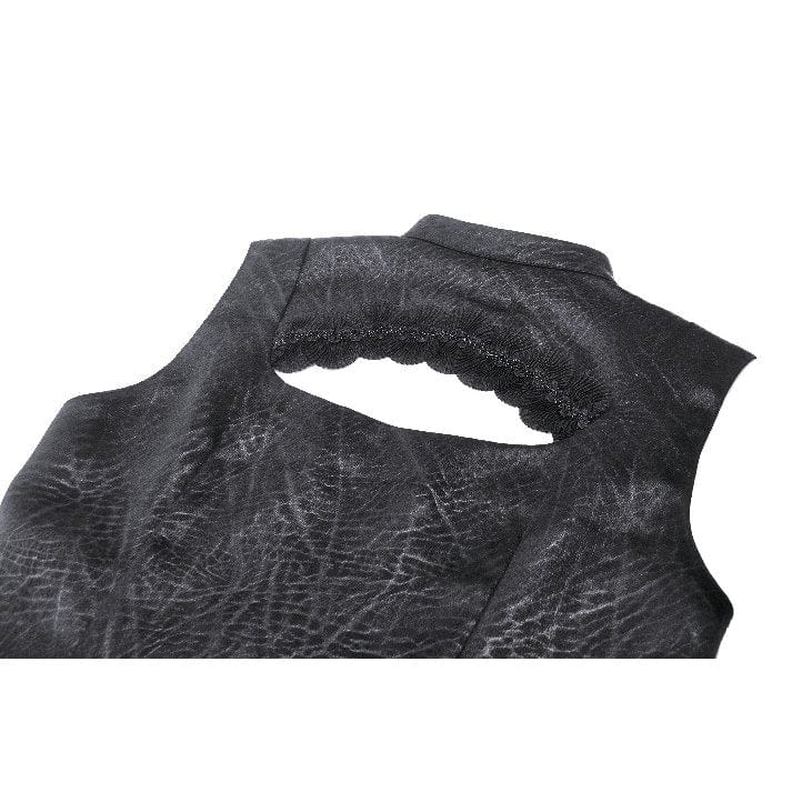 Women's Gothic Lace Splice Lace-up Vest - Image 14