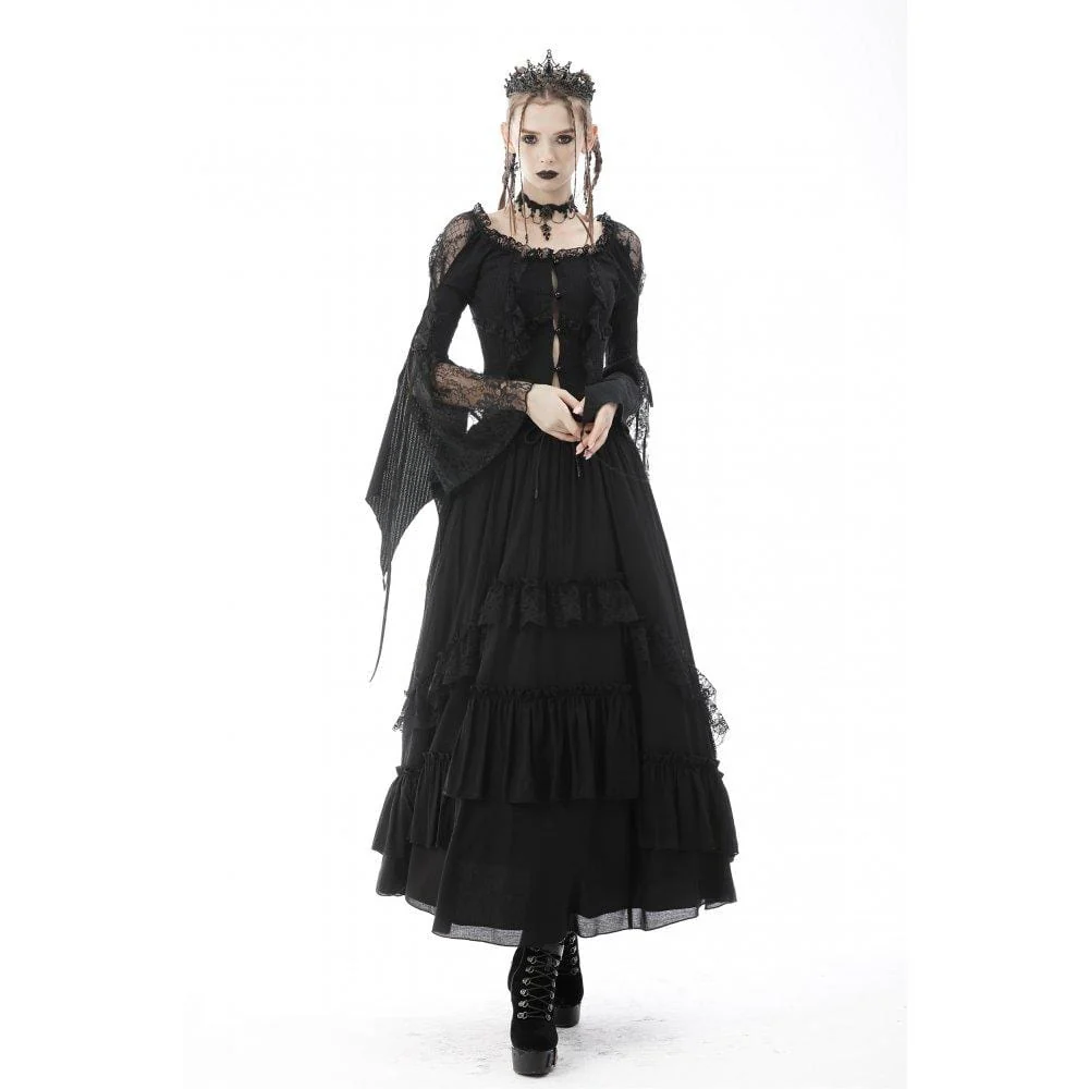 Women's Gothic Lace Splice Layered Chiffon Skirt - Image 2