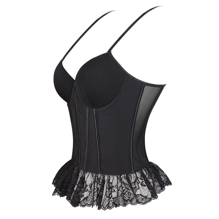 Women's Gothic Lace Splice Mesh Overbust Corset - Image 2