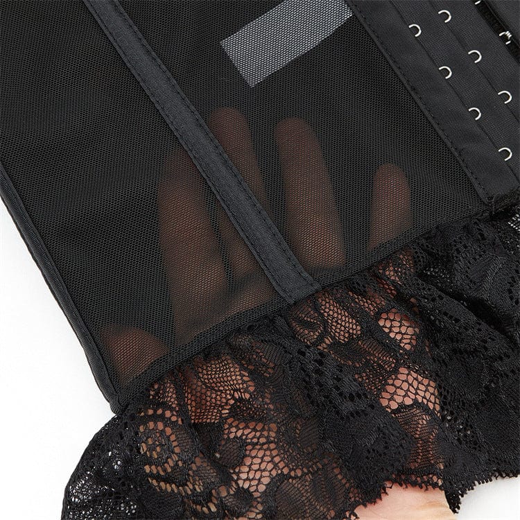 Women's Gothic Lace Splice Mesh Overbust Corset - Image 5