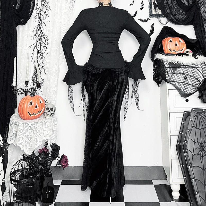 Women's Gothic Lace Splice Rose Fishtail Skirt - Image 3