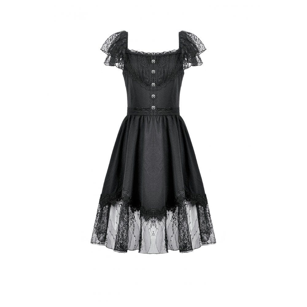 Women's Gothic Lace Square-cut Collar Dress Graduation Dress - Image 7
