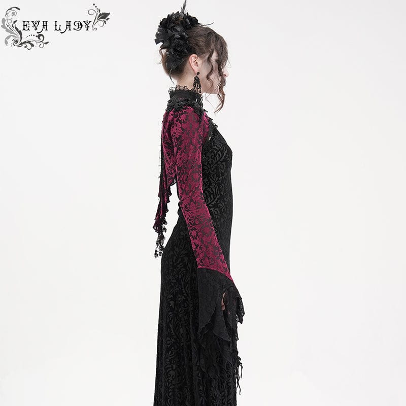 Women's Gothic Lace Tassels Cape Black Purple - Image 3