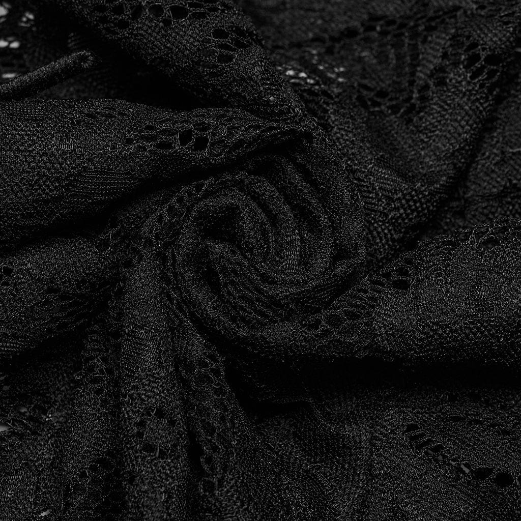 Women's Gothic Lace Tassels Flared Pants Black - Image 6