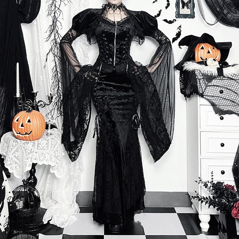 Women's Gothic Lace Toned Horn Sleeved Cape - Image 3