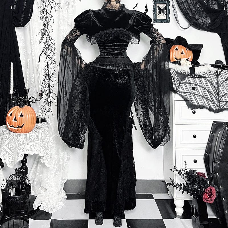 Women's Gothic Lace Toned Horn Sleeved Cape - Image 4
