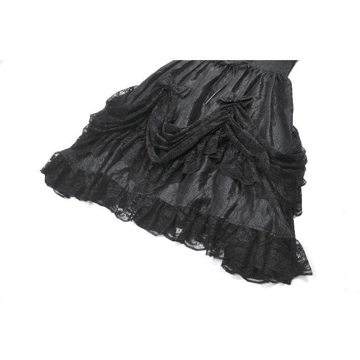 Women's Gothic Lace-up Bowknot Ruched Slip Dress Graduation Dress - Image 18