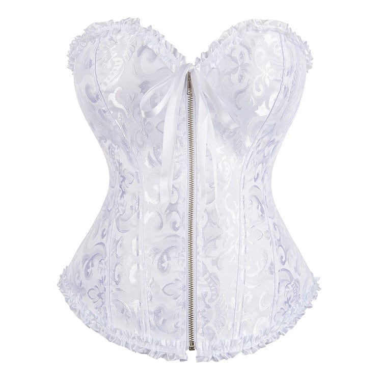 Women's Gothic Lace-up Brocade Overbust Corsets - Image 4