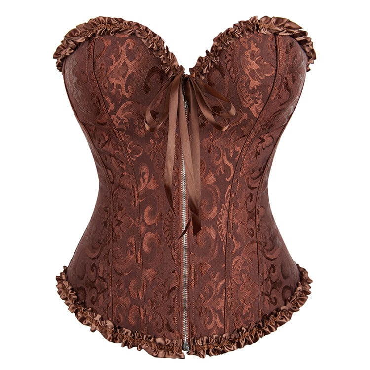 Women's Gothic Lace-up Brocade Overbust Corsets - Image 5