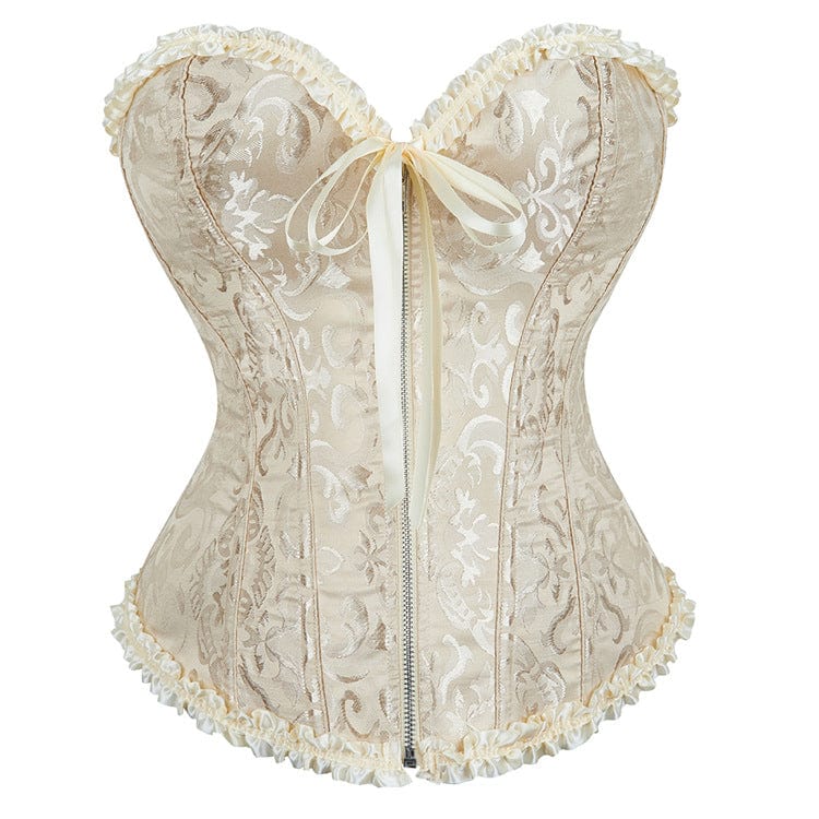 Women's Gothic Lace-up Brocade Overbust Corsets - Image 7