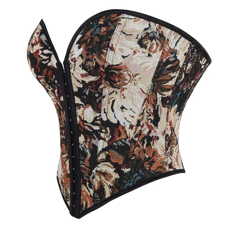 Women's Gothic Lace-up Jacquard Overbust Corset - Image 2