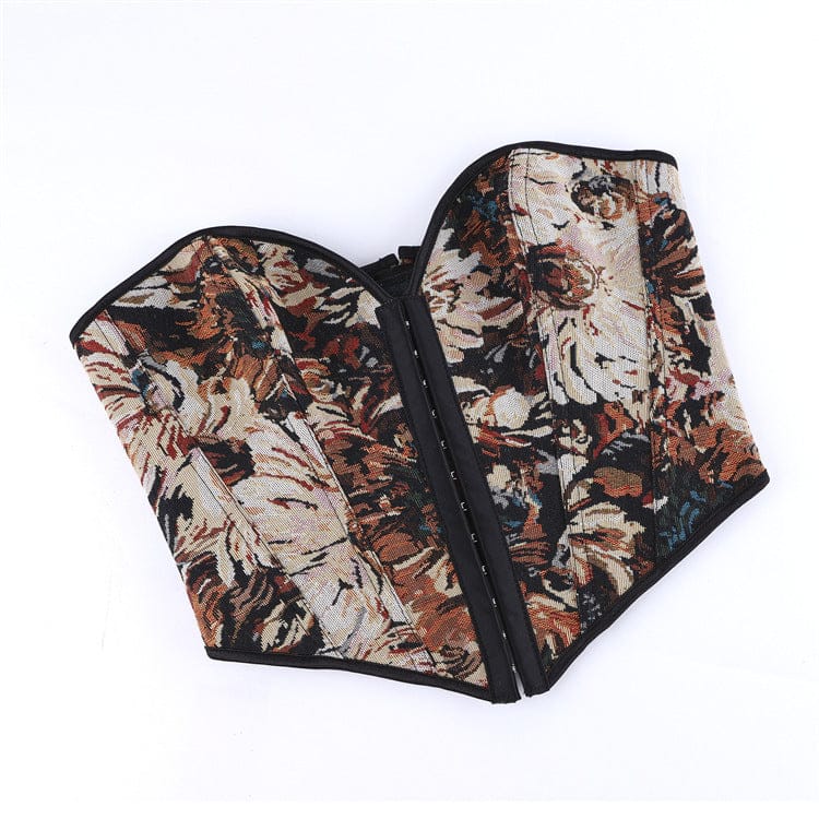 Women's Gothic Lace-up Jacquard Overbust Corset - Image 4