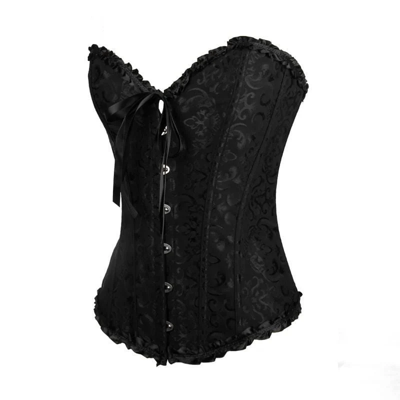 Women's Gothic Lace-up Jacquard Overbust Corsets - Image 7