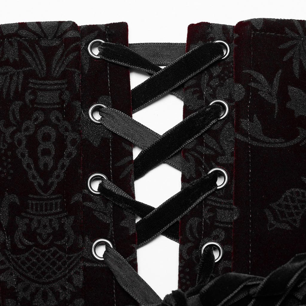 Women's Gothic Lace-up Lace Hem Underbust Corset - Image 26