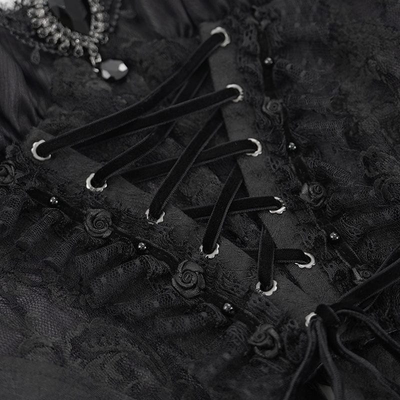 Women's Gothic Lace-up Lace Overbust Corset - Image 11