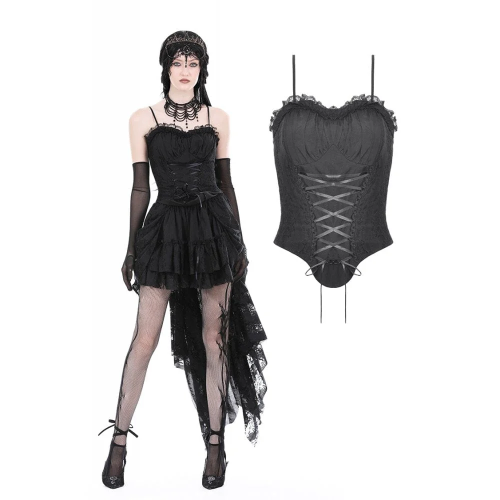 Women's Gothic Lace-up Lace Splice Overbust Corset