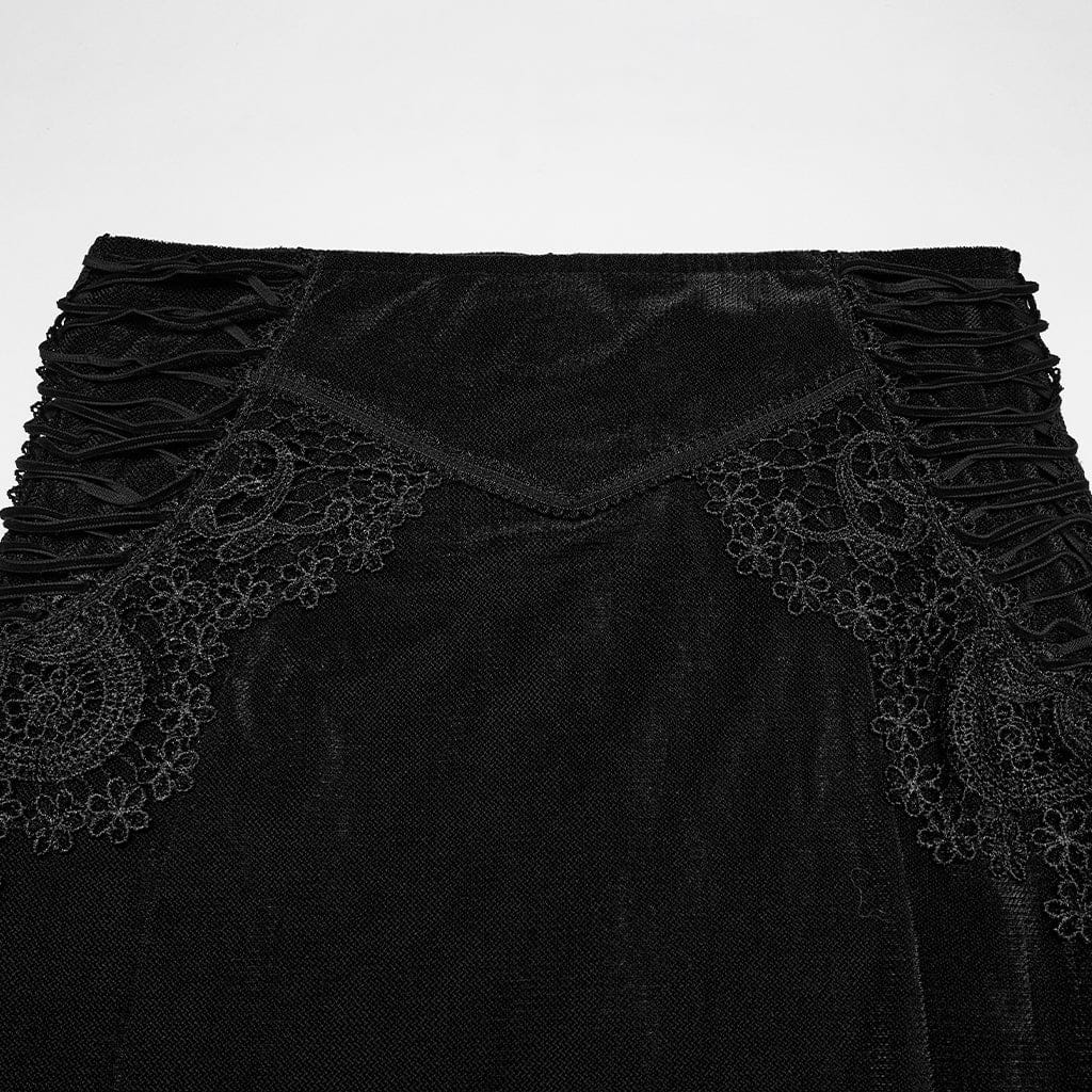 Women's Gothic Lace-up Long Skirt Black - Image 6