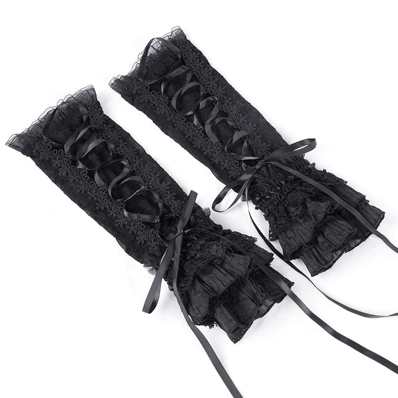 Women's Gothic Lace-up Mesh Lace Arm Sleeves - Image 9