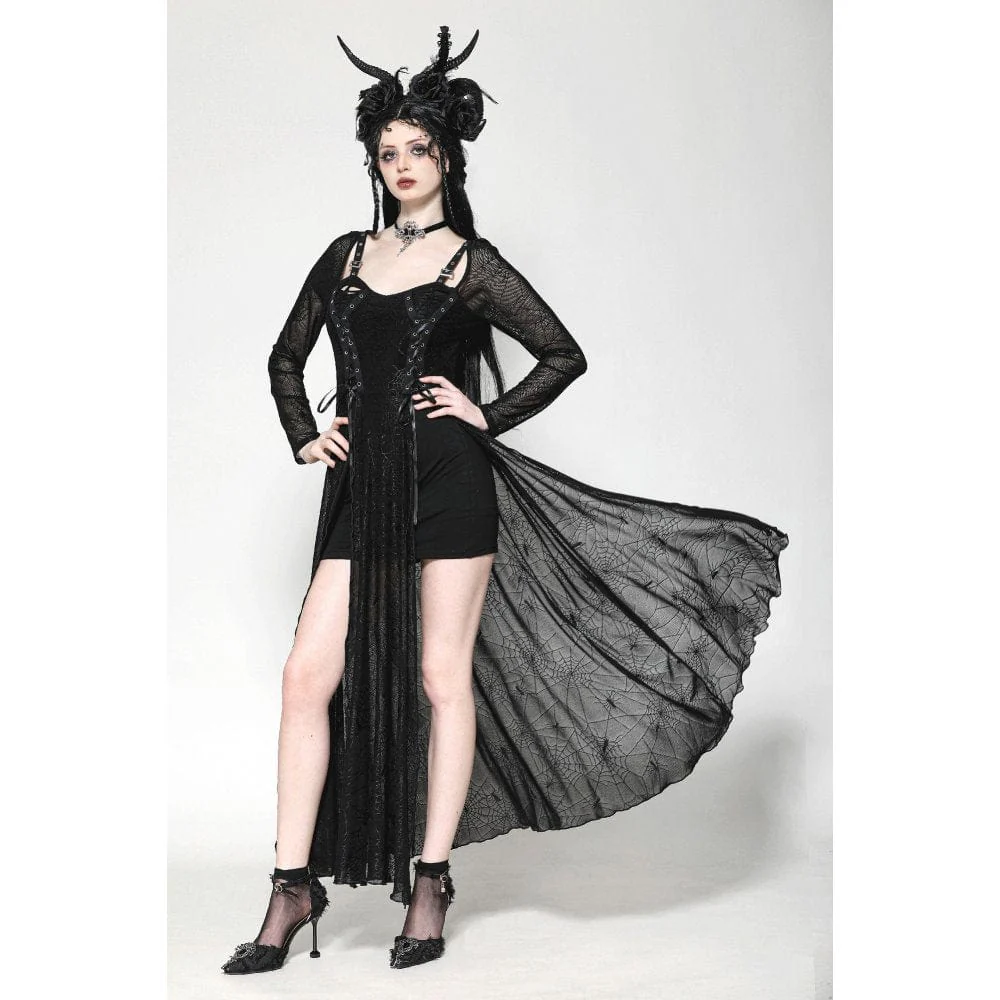 Women's Gothic Lace-up Spiderweb Witch Dress - Image 5
